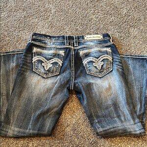 Rock Revival Distressed Denim Jeans, inseam is 31 inches